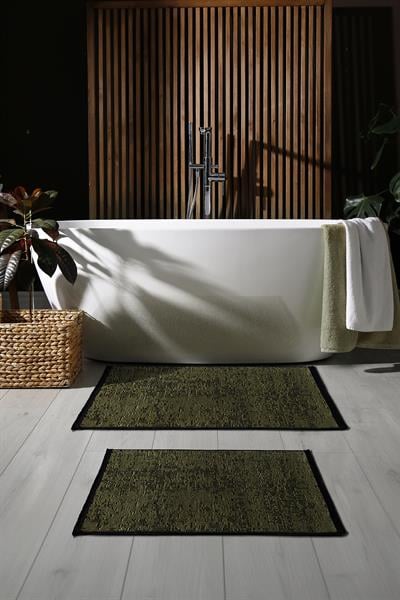 Rothi Pamuklu Kaymaz Taban Yeşil 2'li Banyo Paspas Seti 60x100 60x150