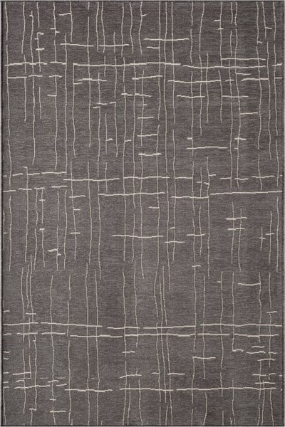 Seria SRA01Z Antrasit Dekoratif Şönil Kilim Çizgili Desen Yıkanabilir Yumuşak Kaymaz Taban Halı