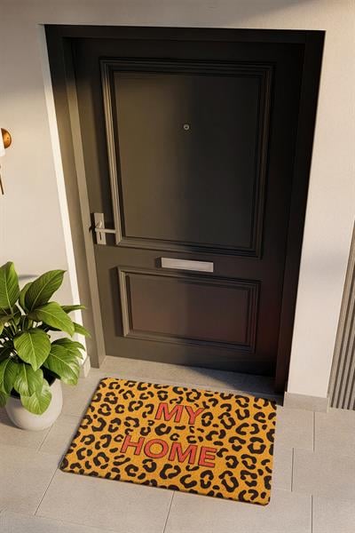 CocoJoy PJ010A Leopar My Home Desenli Kalın Kaymaz Taban Nem Alıcı Şık Tasarım Kapı Önü Paspası