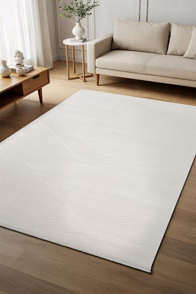 Cotto Cool CL001W Modern Desen Akrilik Beyaz Halı Pamuk Tabanlı