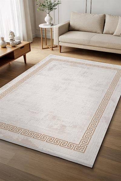 Cotto Cool CL004S Çerçeveli Desen Krem Akrilik Pamuk Tabanlı