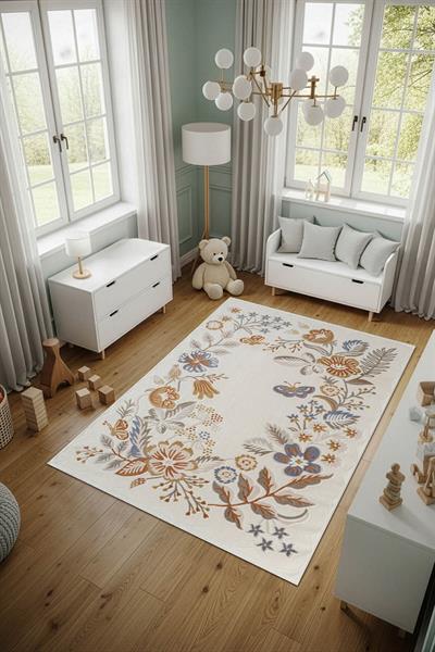Cotto Cool CL006R Krem Çiçek Desenli Modern Halı