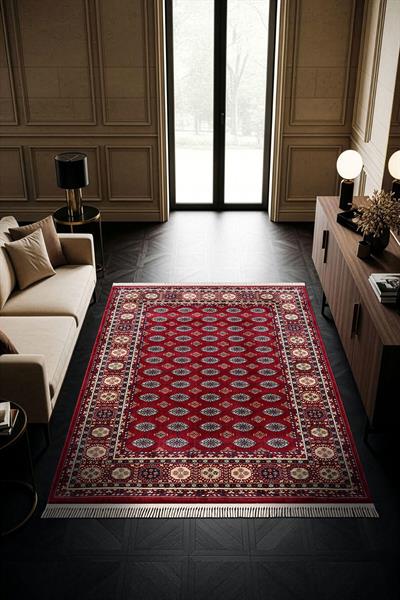 Cotto Home Fesane FN003J Bordo Pamuk Taban Afgan Desenli