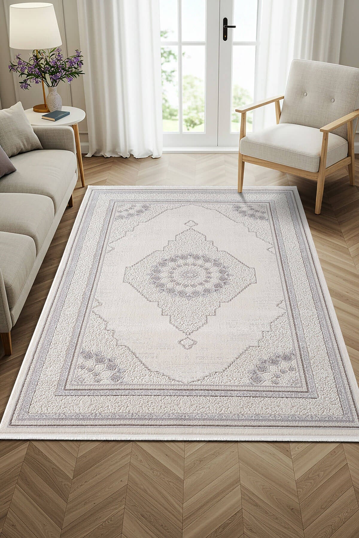 スモーキールチルフリフォームA Feel FL008A Beyaz Klasik Akrilik Halı | Cotto Home