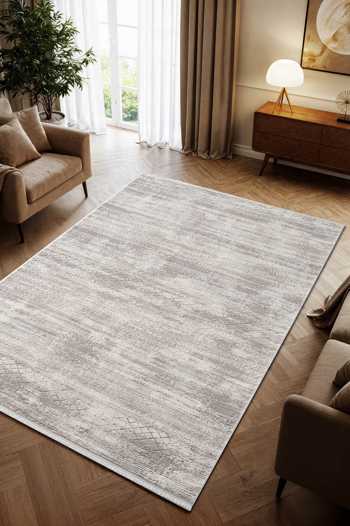 Porto PP001G Gri Modern Desen Akrilik Halı | Cotto Home