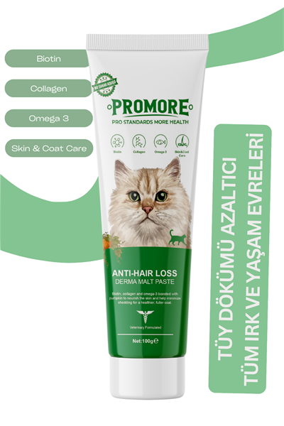 Promore Anti-Hair Loss Derma Malt Paste 100 gr – Tüy Dökülmesine Karşı Deri & Tüy Sağlığı Destekleyici Kedi Malt Macunu