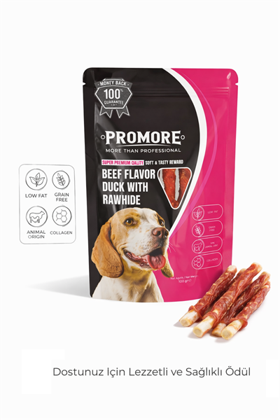 Promore Beef & Duck Rawhide Köpek Ödül Çubuğu – Yüksek Proteinli, Tahılsız & Kolajen Destekli