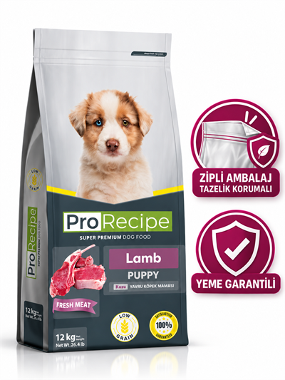 ProRecipe Lamb Puppy Düşük Tahıllı Kuzu Etli Yavru Köpek Maması 12 Kg