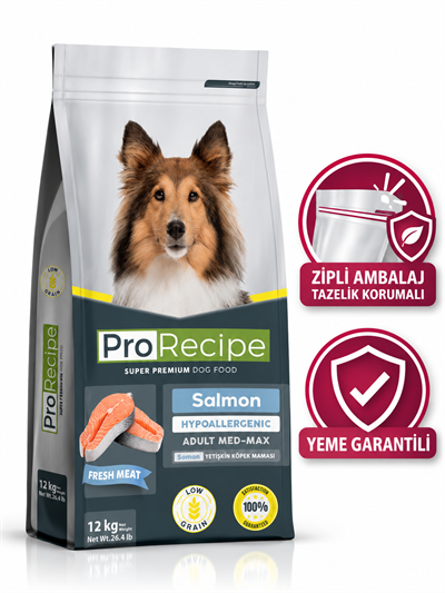 ProRecipe Salmon Adult Düşük Tahıllı Somon Balıklı Yetişkin Köpek Maması 12 Kg