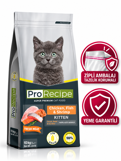 ProRecipe Salmon Kitten Düşük Tahıllı Somon Balıklı Yavru Kedi Maması 10 Kg