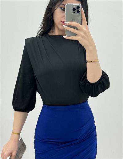 İçi Tulumlu Omuzdan Büzgülü Vatkalı Sendy Bluz