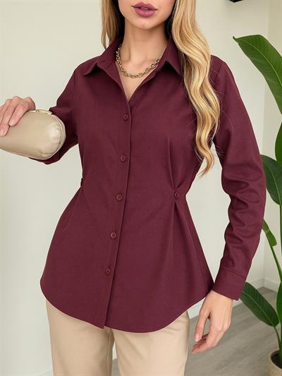 Yanları Düğme Detaylı Poplin Gömlek