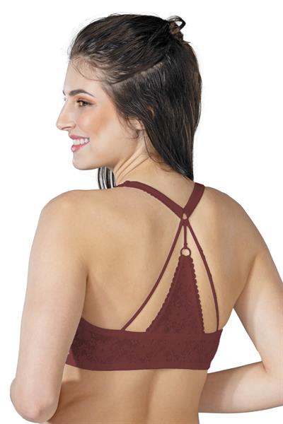 BORDO MI Emay 187 C Önden Açılır Balenli Sporcu Sütyen