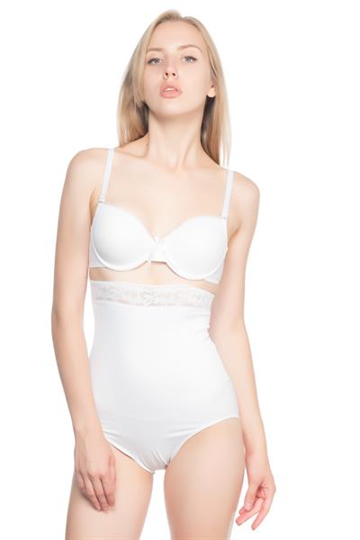 BEYAZ MI Emay 2028 Dantelli Yüksek Bel Slip Korse