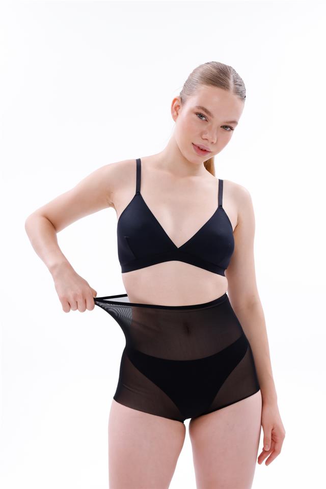 MI2706001-SİYAH MI EMAY 2706 Lazer Tül Slip Hayalet Korse-Külot & Slip Korse