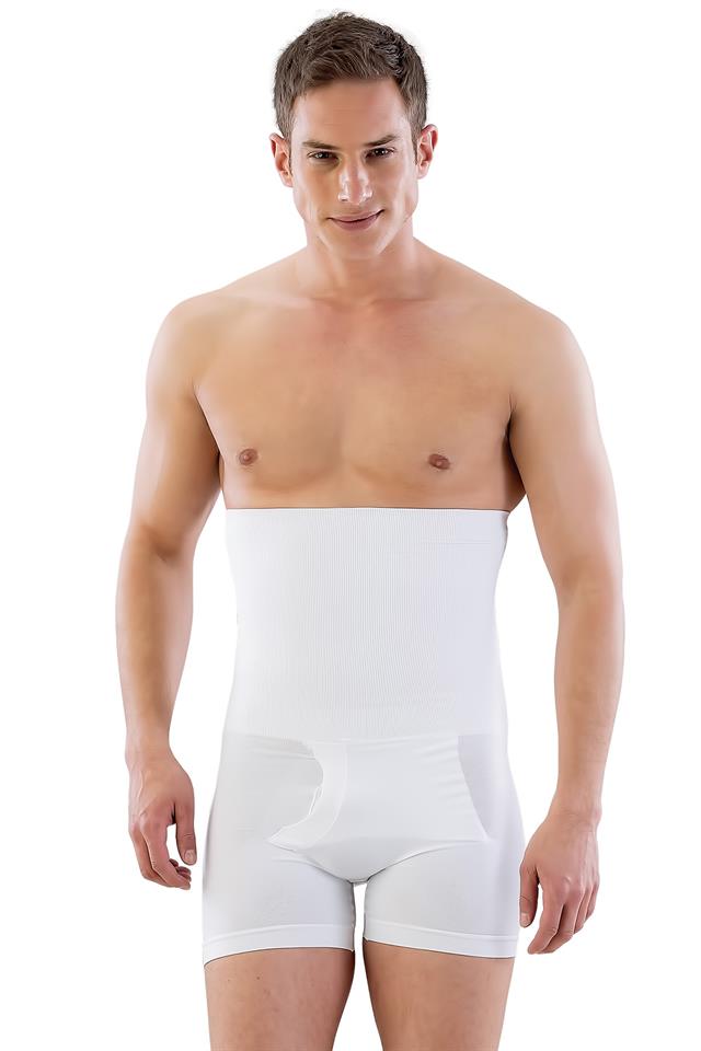 MIE1005002-BEYAZ MI Emay E1005 Erkek Yüksek Bel Double Boxer Korse-Erkek Korse