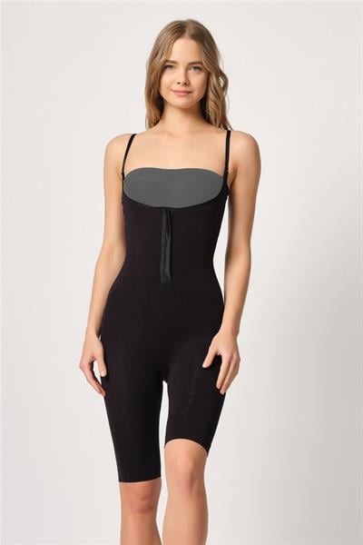MI2093001-SİYAH MI Emay 2093 Ön Agraflı Göğsü Açık Paçalı Boy Korse-Body Korse
