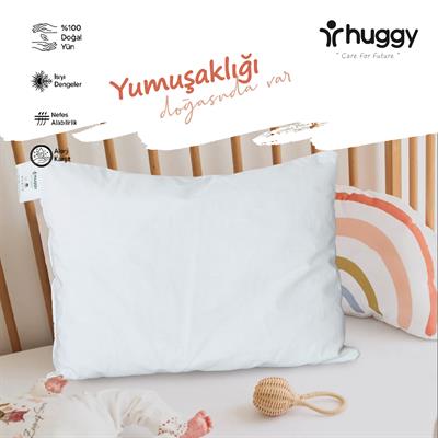 Huggy %100 Yeni Zelanda Kuzu Yünü 30x40 Bebek Yastığı – Doğal ve Nefes Alabilir