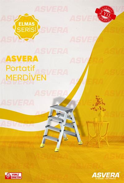 ASVERA ALÜMİNYUM 4+4 ÇİFT ÇIKIŞLI MERDİVEN
