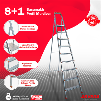 ASVERA 8+1 BASAMAKLI PROFİL MERDİVEN