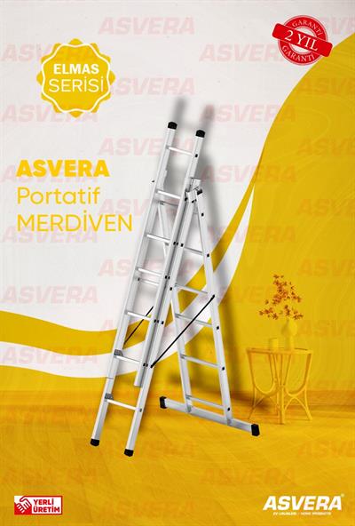3X2=6 METRE A TİPİ SÜRGÜLÜ ALÜMİNYUM MERDİVEN - Asvera Ev Ürünleri - 3X2=6 METRE A TİPİ SÜRGÜLÜ ALÜMİNYUM MERDİVEN 