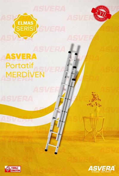 3X2=6 METRE 3 PARÇALI ALÜMİNYUM MERDİVEN