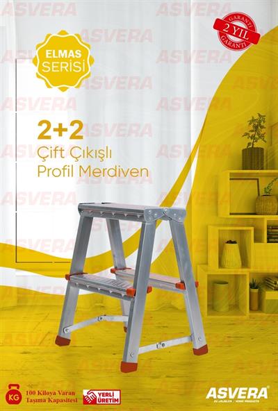 ASVERA 2+2 ÇİFT ÇIKIŞLI PROFİL MERDİVEN