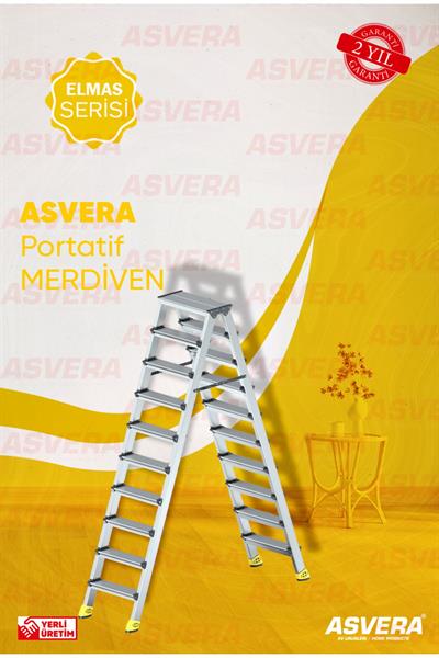 ASVERA ALÜMİNYUM 10+10 ÇİFT ÇIKIŞLI MERDİVEN