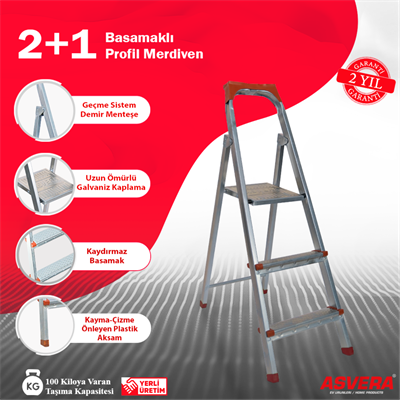 ASVERA 2+1 BASAMAKLI PROFİL MERDİVEN