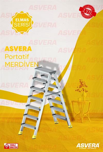 ASVERA ALÜMİNYUM 7+7 ÇİFT ÇIKIŞLI MERDİVEN
