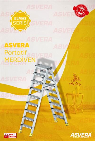ASVERA ALÜMİNYUM 9+9 ÇİFT ÇIKIŞLI MERDİVEN