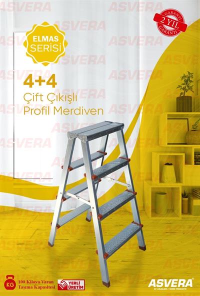 ASVERA 4+4 ÇİFT ÇIKIŞLI PROFİL MERDİVEN