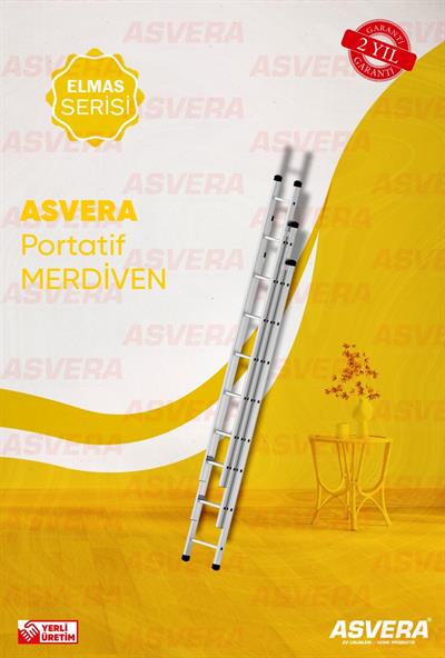 3X2,5=7,5 METRE 3 PARÇALI ALÜMİNYUM MERDİVEN