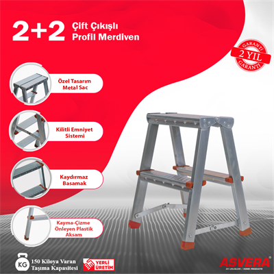 ASVERA 2+2 ÇİFT ÇIKIŞLI PROFİL MERDİVEN