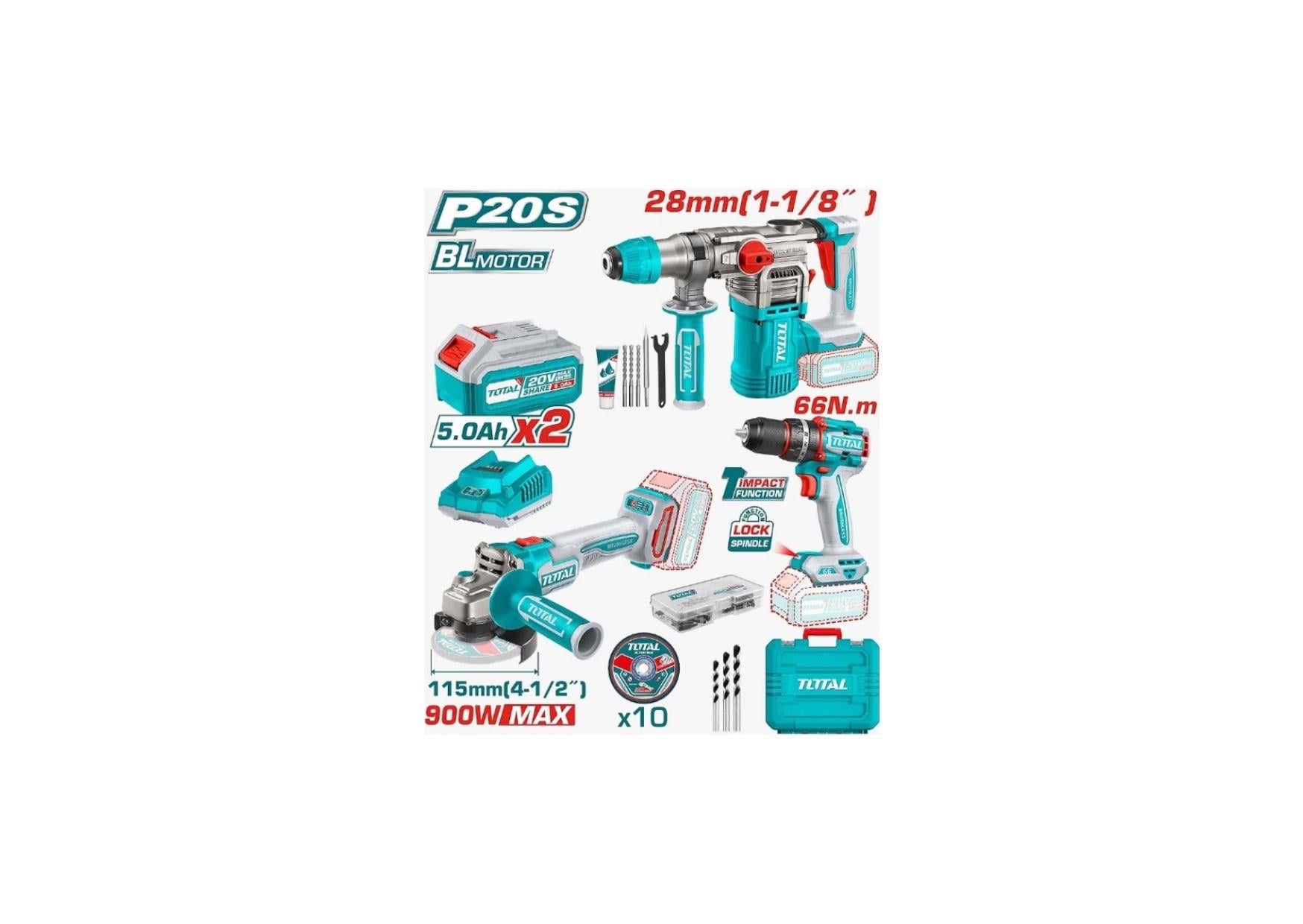 TOTAL-3 LÜ SET KIRICI DELİCİ-DARBELİ MATKAP-TAŞLAMA -TOSLI241198E