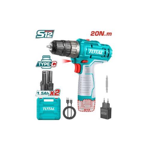 TOTAL TDLI122028 DARBESİZ MATKAP TYPE-C LİON AKÜLÜ