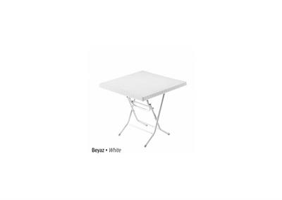 PALMIYE RATTAN MASA 80*80 KATLANIR METAL AYAK (BEYAZ)