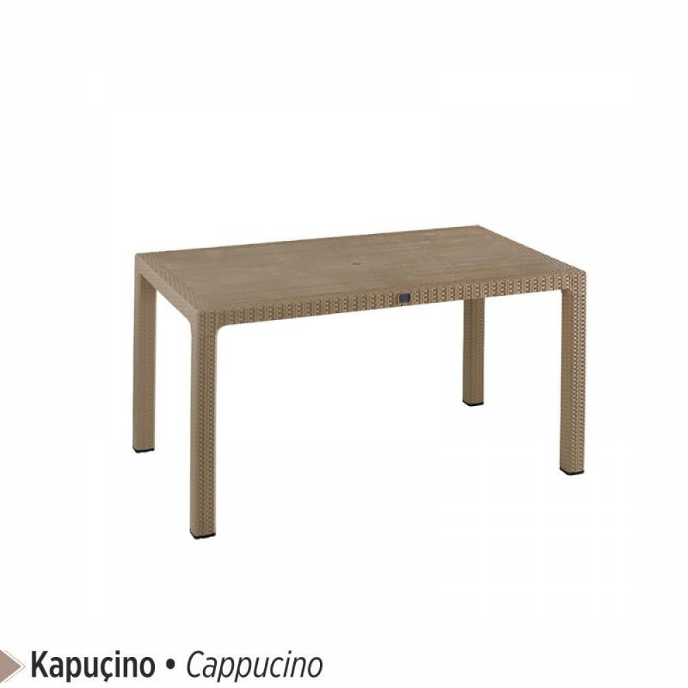 BEGONYA RATTAN MASA 90*150 CAMSIZ CAPPUCCİNO