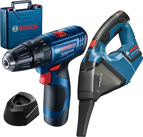 BOSCH-GSB 120 LI  DARBELİ VİDALAMA (2x2,0Ah+GAL 1210 CV)+GAS 12V EL SÜPÜRGESİ