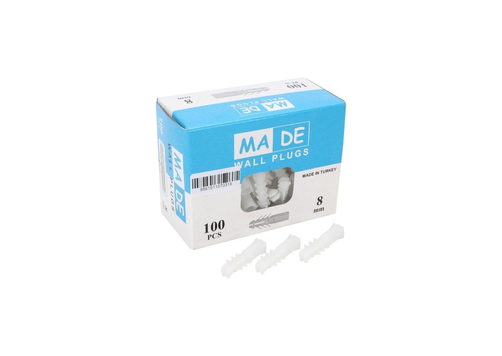 Made-PLASTİK DÜBEL KUTULU 8MM 100LÜ