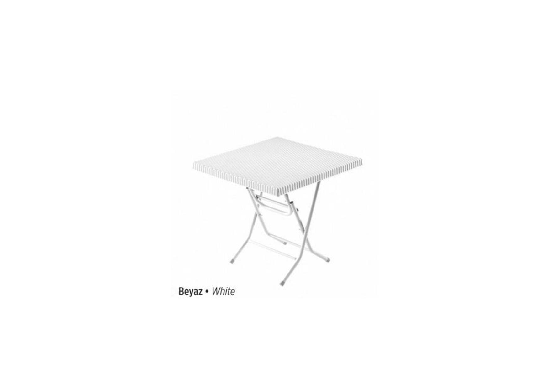 PALMIYE RATTAN MASA 80*80 KATLANIR METAL AYAK (BEYAZ)