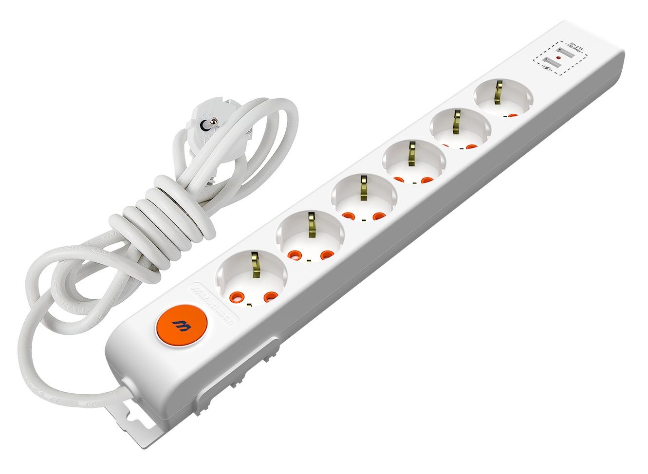 RI-TECH ALTILI USB ANAHT. TOP.LI GRUP PRİZ(Ç.K.)(2 MT)