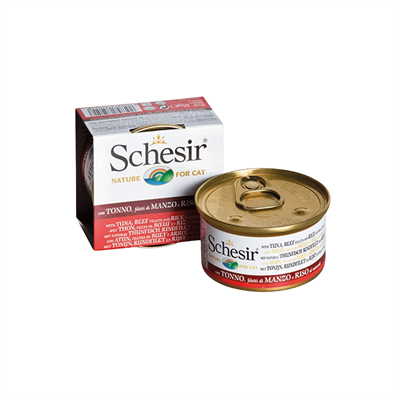 schesir-ton-balikli-sigir-filetolu-ve-pirincli-pisirme-suyunda-yetiskin-kedi-konservesi-85g
