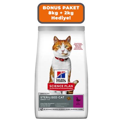 Hills SP Ördekli Kısırlaştırılmış Yetişkin Kedi Maması 8+2 Kg