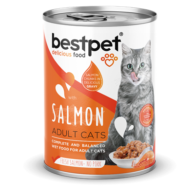 Bestpet Kısırlaştırılmış Kediler İçin, Taze Somon Parça Etli Ve Soslu Yaş Mama 400 gr