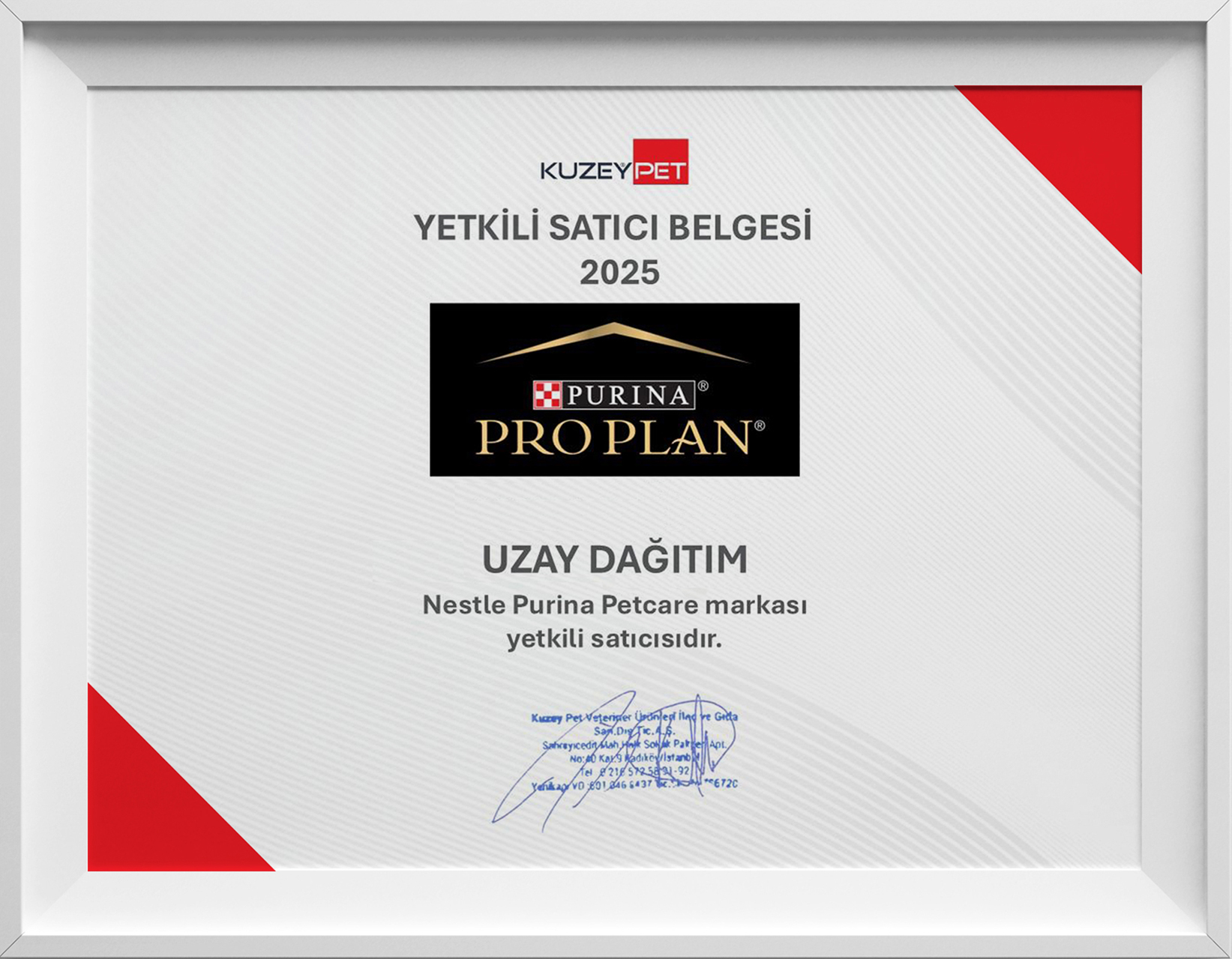 Kuzey Pet Ever Clean Yetkili Satıcı Belgesi