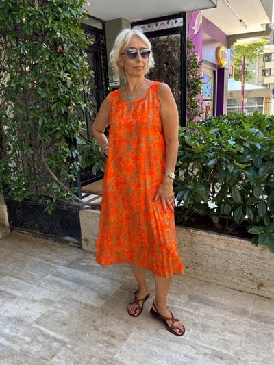 Kalın Askılı Viskon  Pamuk Elbise