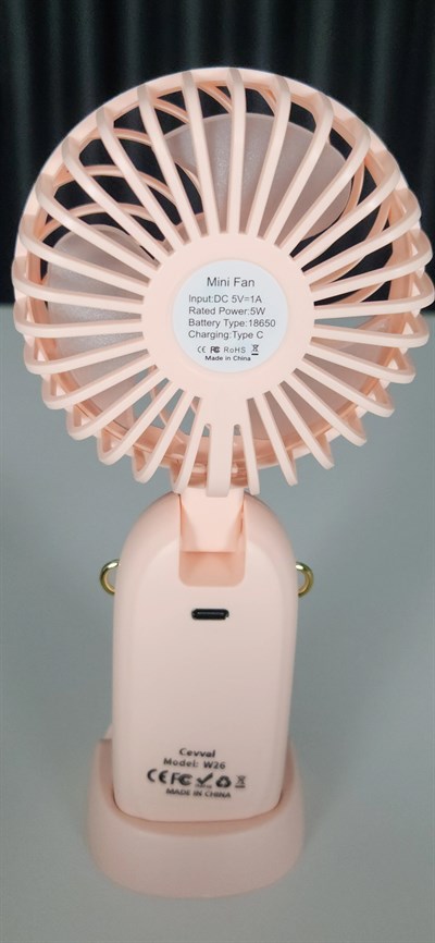 5 Kademeli Taşınabilir Mini Fan – Şarjlı, Sessiz USB Fan | Güçlü Hava Akışı, Uzun Kullanım Süresi (PEMBE)