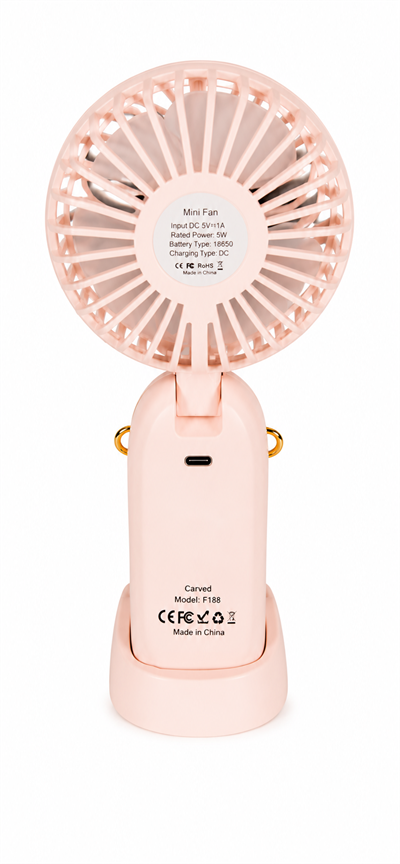 5 Kademeli Taşınabilir Mini Fan – Şarjlı, Sessiz USB Fan | Güçlü Hava Akışı, Uzun Kullanım Süresi (PEMBE)