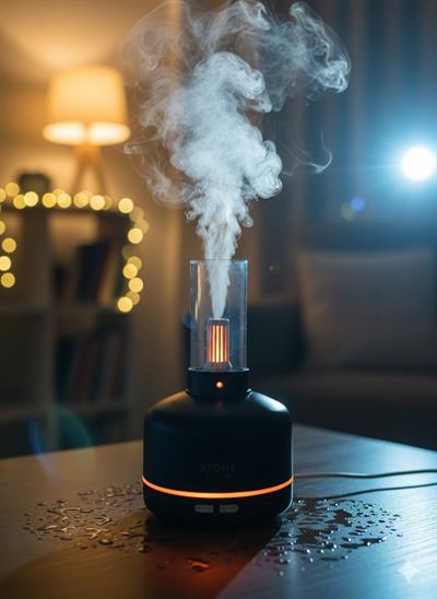 BH-07 Şömine Tasarımlı 200ml Hava Nemlendirici ve Aroma Difüzörü Siyah